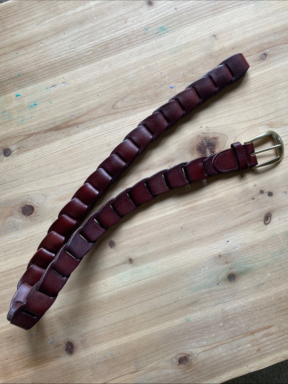 Genuine Leather Braided Belt in Rich Brown with Brass Buckle - Picture 5 of 7